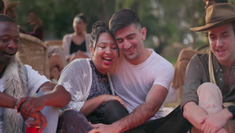 celebrate, festival and couple happy at a party