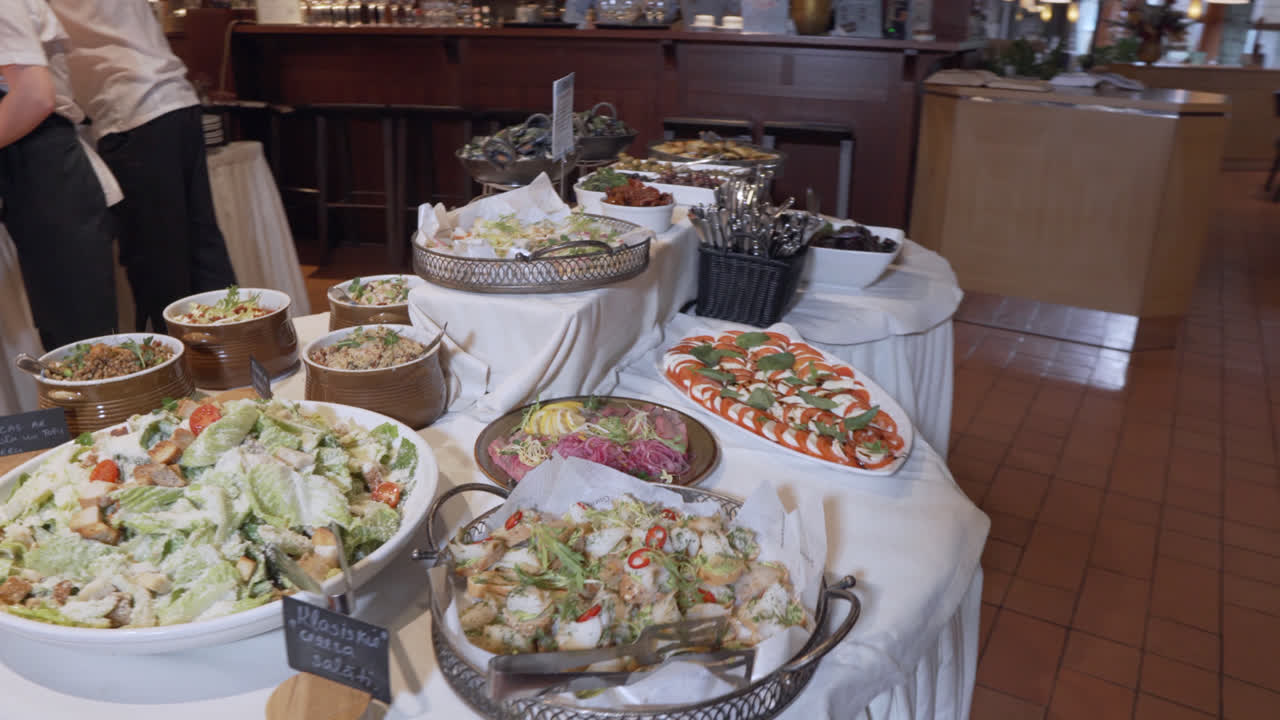 table full of food, oysters, brunch 4k