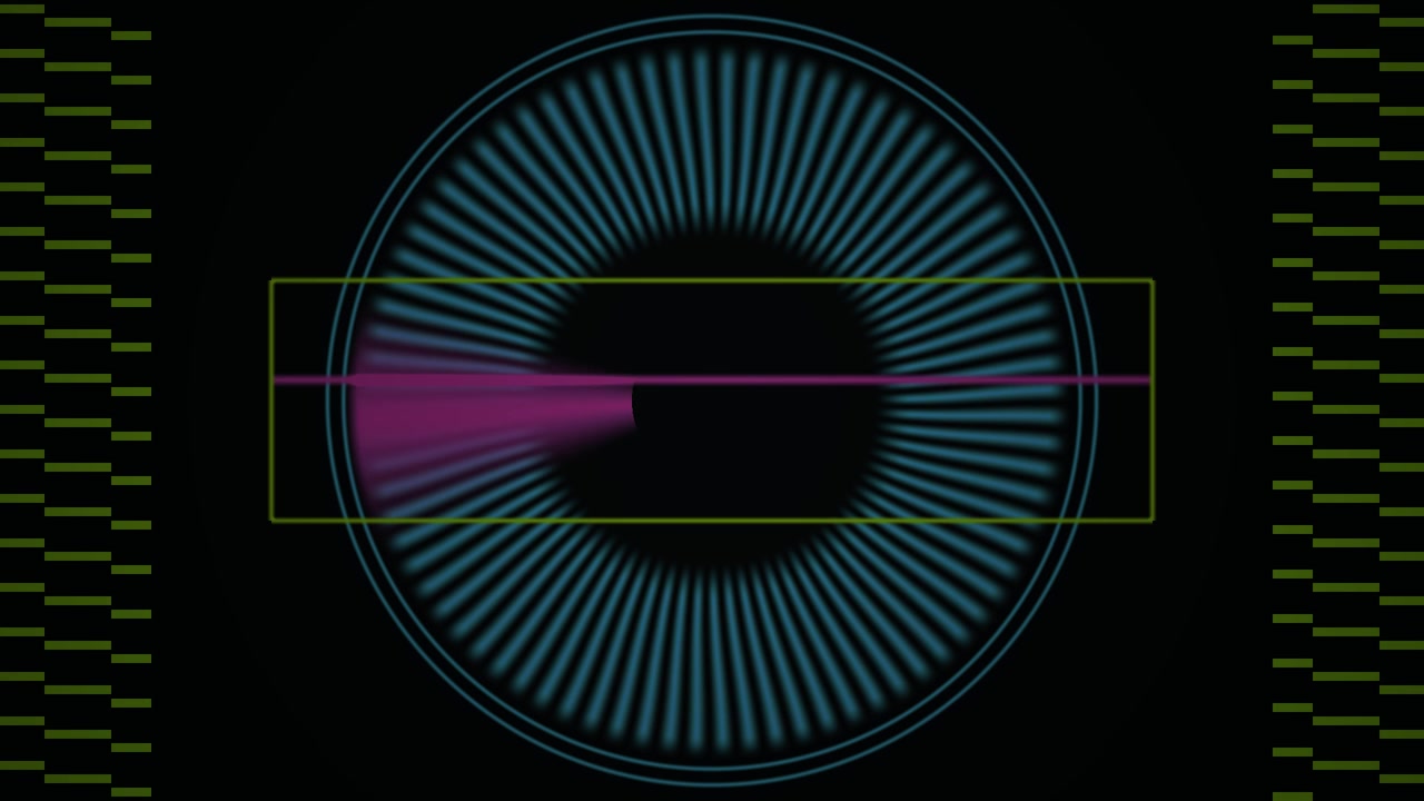 Abstract Digital Eye Scan with Rotating Beam and Moving Line