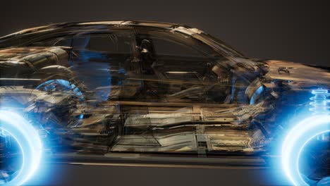 ruedas de coche brillando en el coche