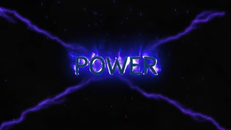 animación de texto de energía sobre relámpagos sobre fondo negro