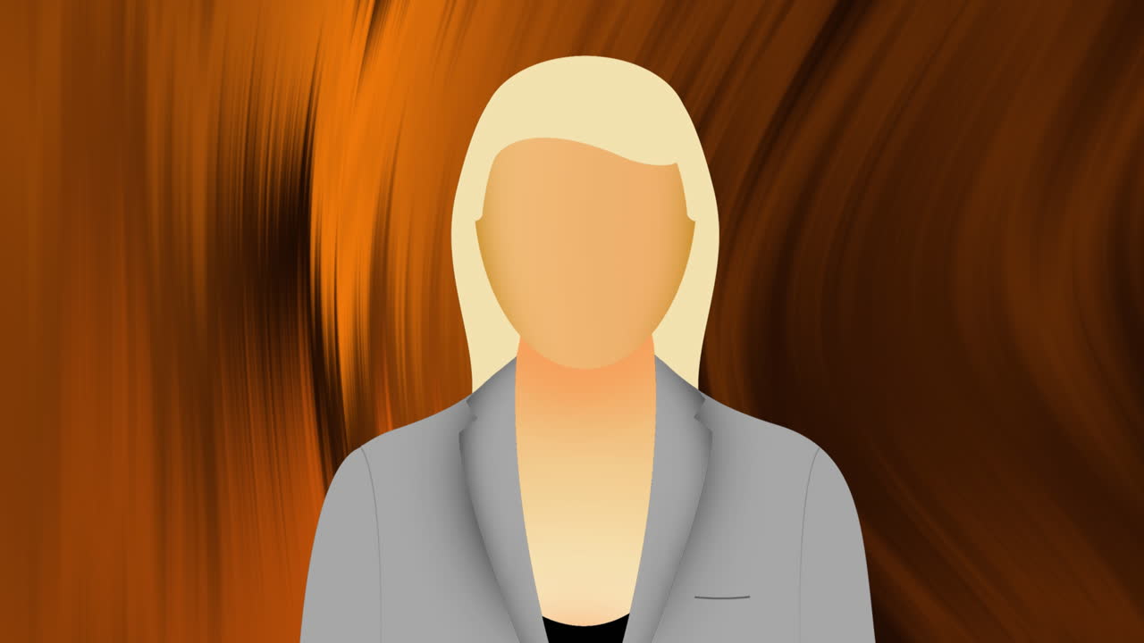 검은색 배경에 빛의 흔적 위에 사업가 아이콘의 애니메이션