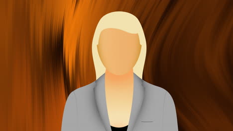 animación del icono de la mujer de negocios sobre senderos de luz en fondo negro.