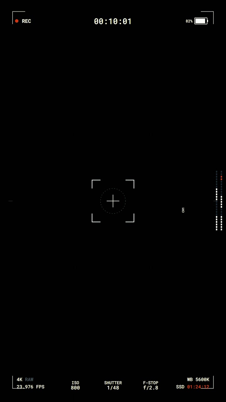 Digital Camera Recording Interface Overlay with Black Background