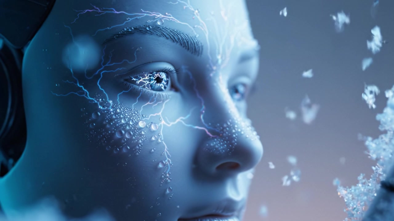 Exploring the Contrast of Emotion and Technology: A Beautifully Rendered Sci-Fi Portrait of a Robot with Intricate Features and Surprising Realism.