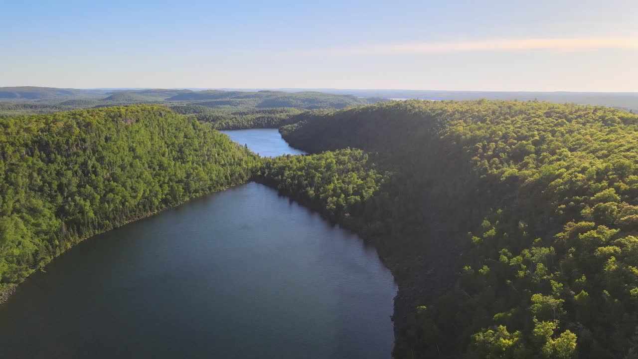aerial view of a wonderful landscape Bean and bear lake Beaver bay minnesota, superior hiking trail, national forest