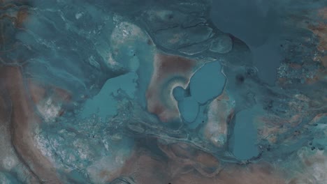 aguas termales geotérmicas volcánicas en namafjall, islandia, vista aérea de arriba hacia abajo