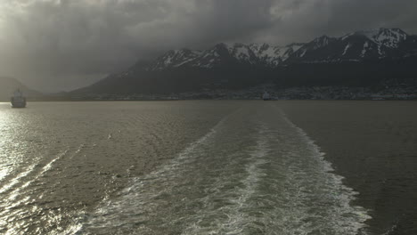 cruising at sunset with mountains on the background