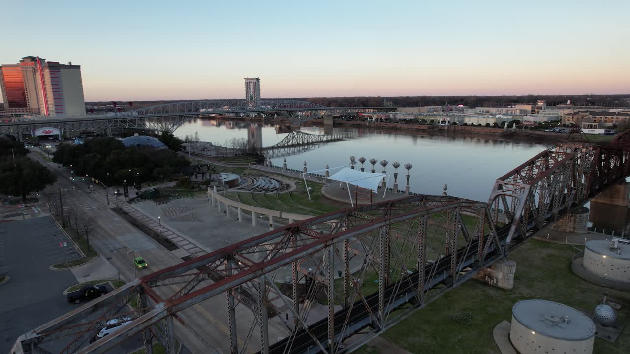 Aerial Drone Showcase of Shreveport Riverfront, Louisiana