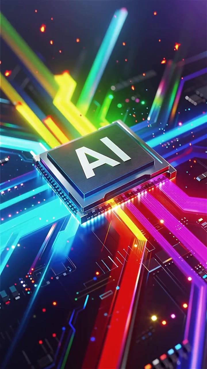 Futuristic AI Chip Motherboard Technology Background