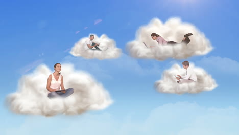 personas que se conectan con la computación en la nube