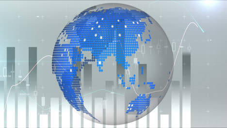 Animation-of-digital-globe-rotating-over-interface-with-data-processing-on-graphs-and-charts