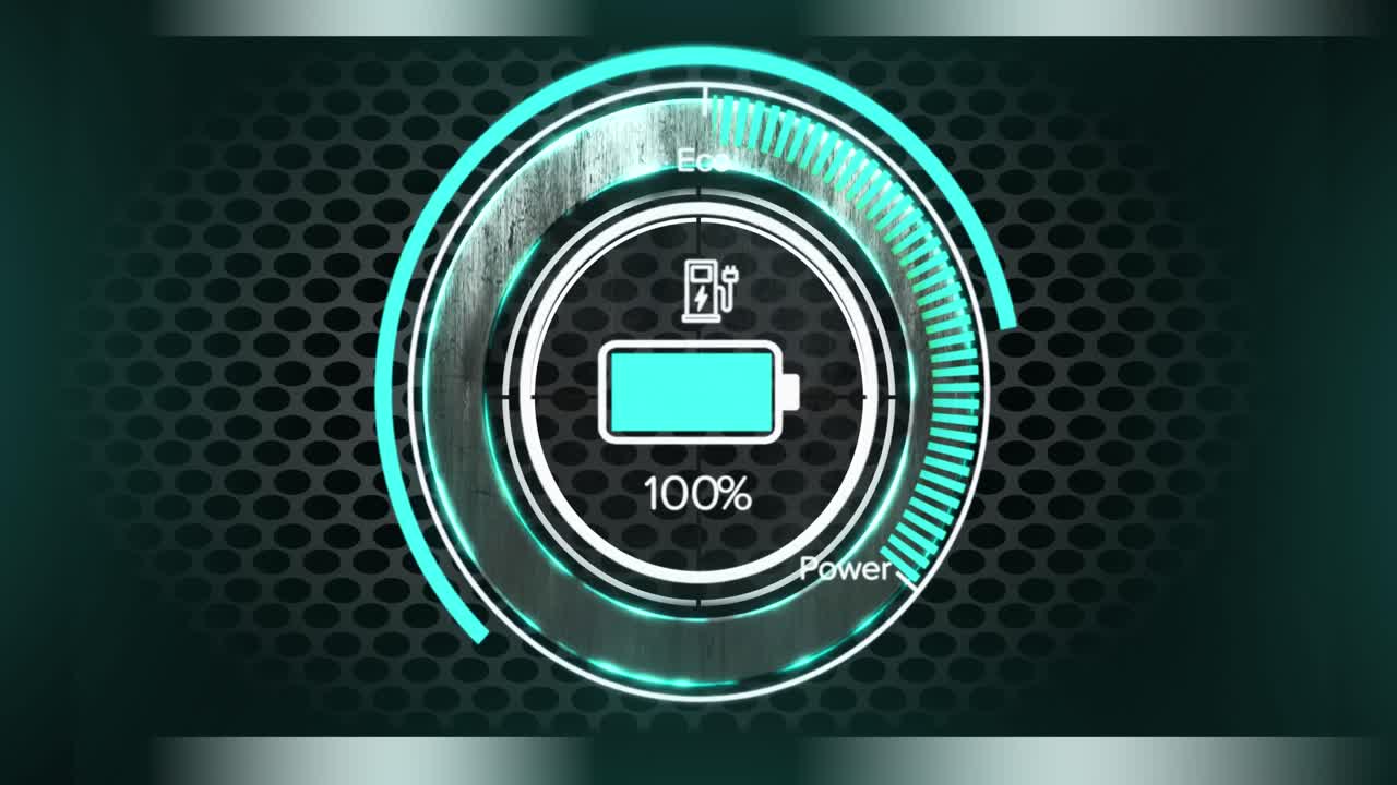 범위와 배터리 배경에서 ai 데이터 처리의 애니메이션