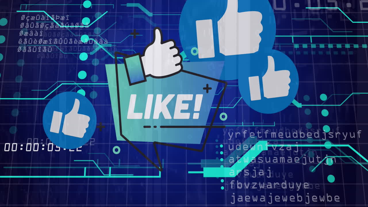 컴퓨터 서버를 통해 데이터 처리를 하는 텍스트와 아이콘의 애니메이션