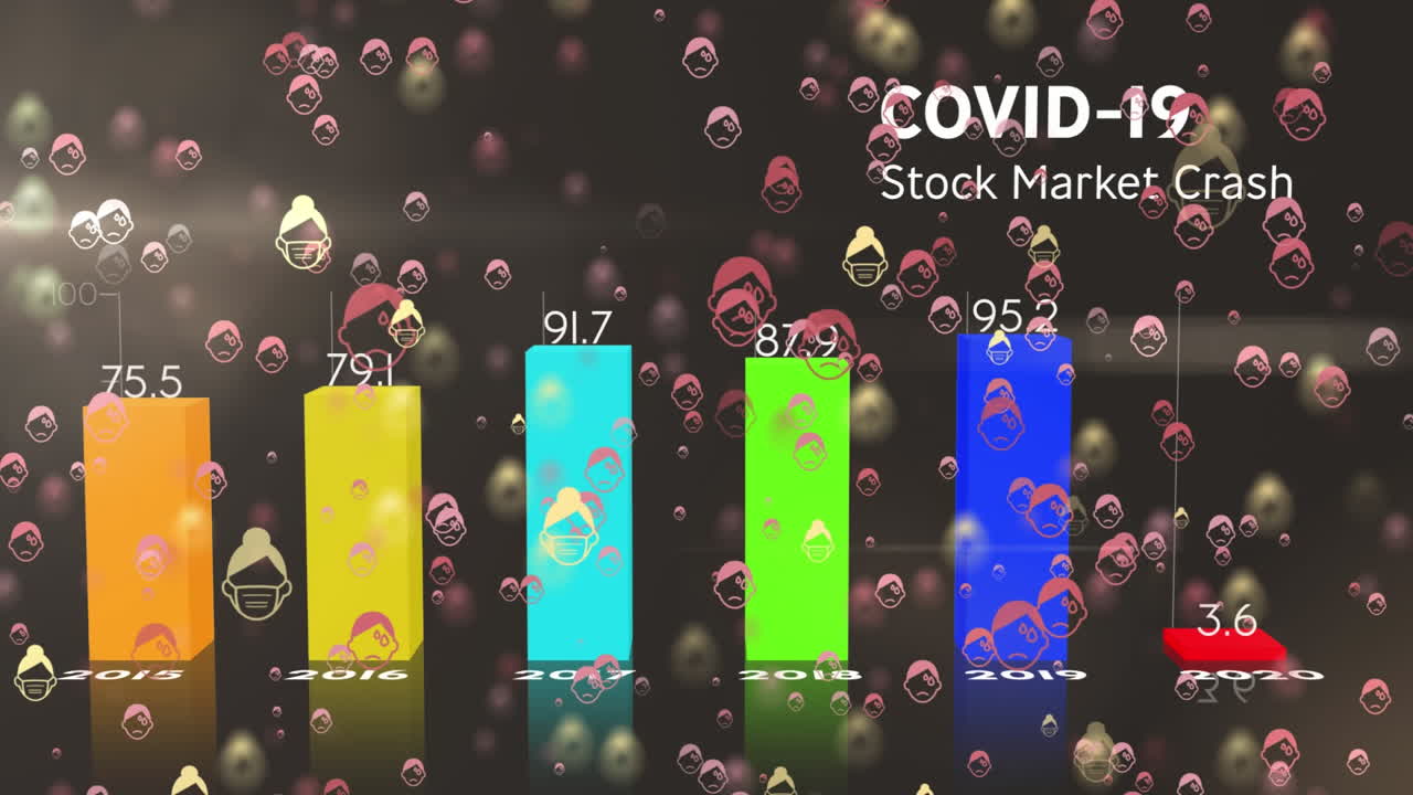 코로나 19 통계에서 날아다니는 아픈 이모지 애니메이션