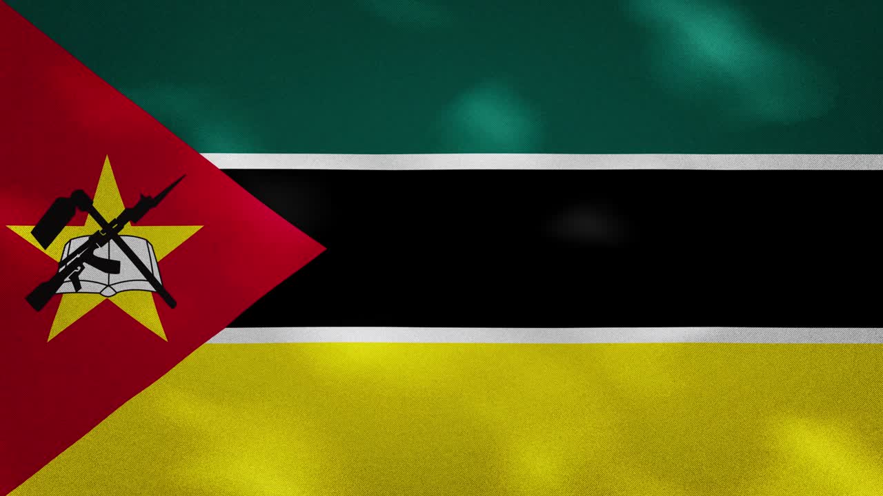 mozambique densas ondas de tela de la bandera, bucle de fondo