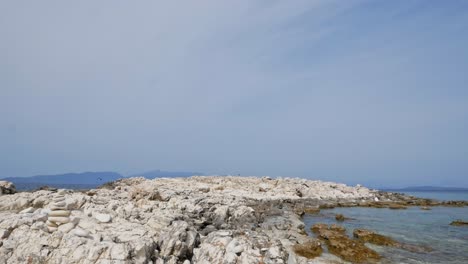 rocky and quiet alexia beach in kefalonia greece - wide shot