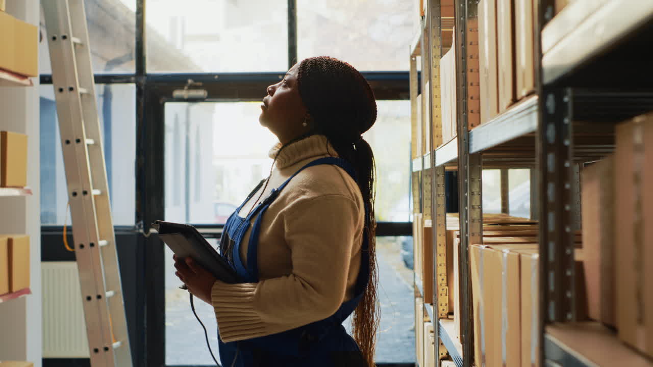 Woman scanning inventory in warehouse