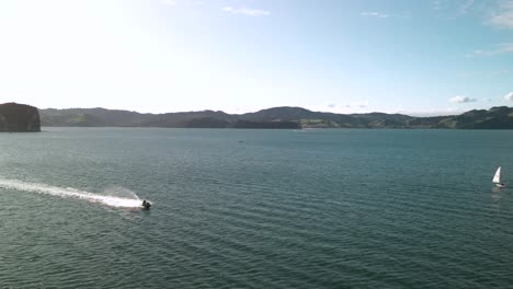 Jet-Ski-driving-through-the-bay-of-Coromandel-peninsula