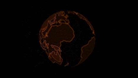 orange neon digital world globe earth spinning