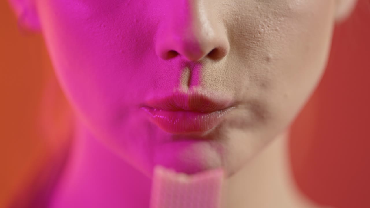 Close-up of a Young Woman Eating a Wafer Biscuit