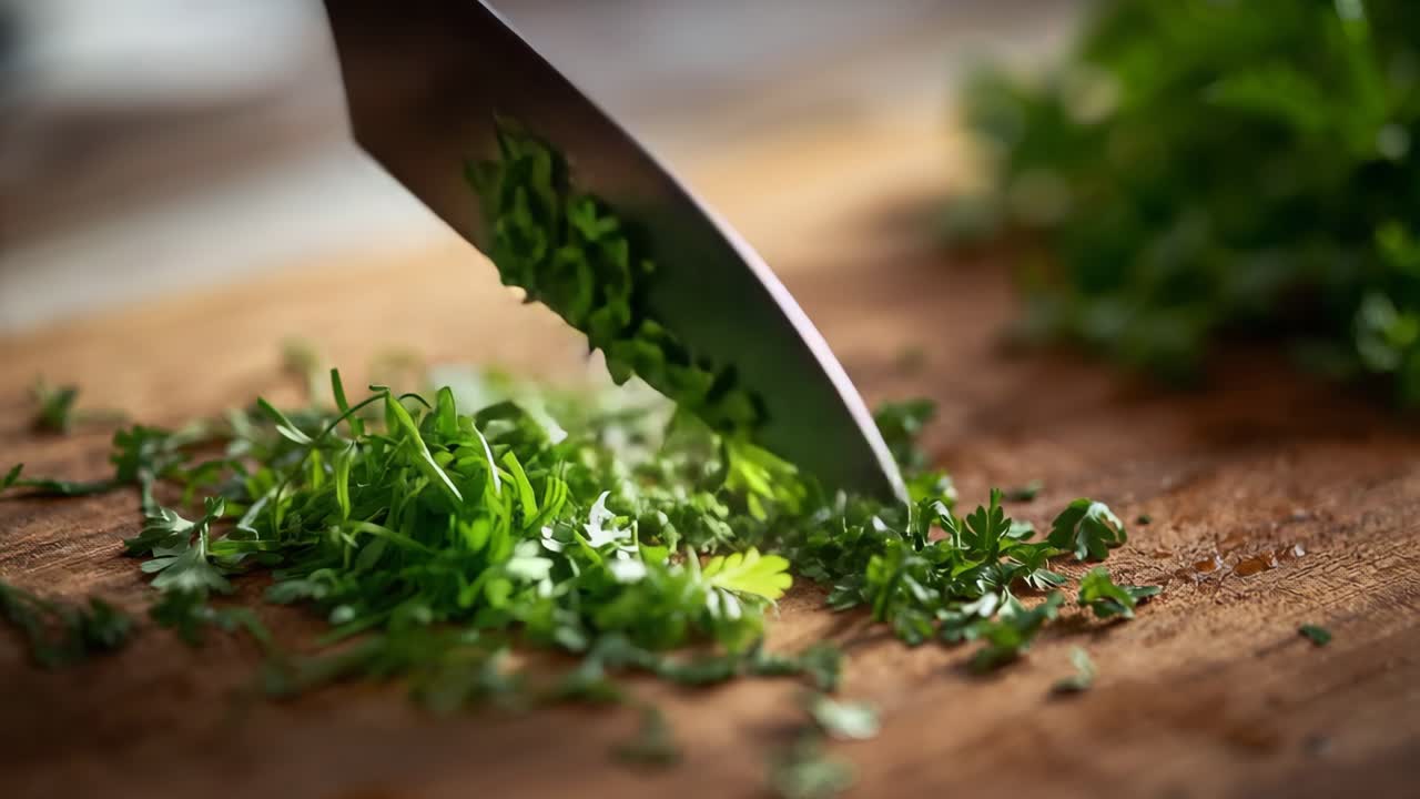 cortar el perejil fresco
