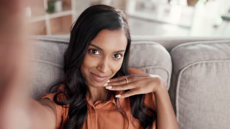 woman, phone call and video selfie of influencer