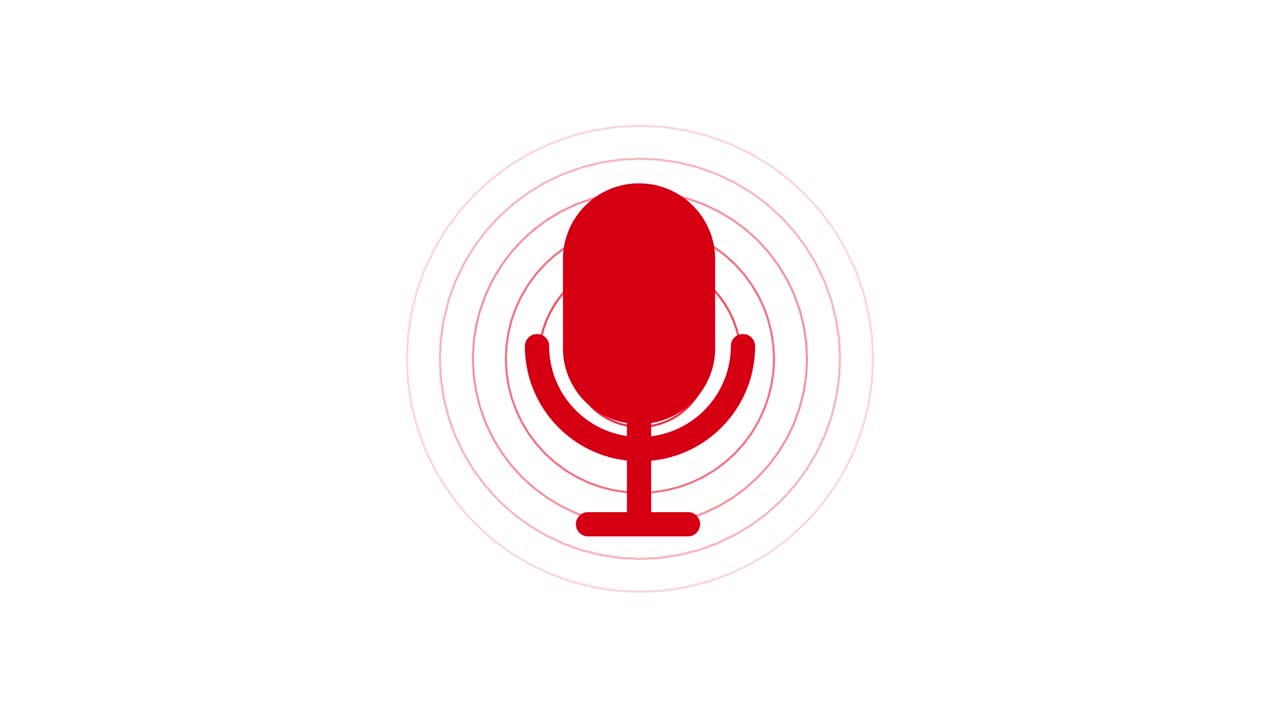 Red Microphone Icon with Sound Waves