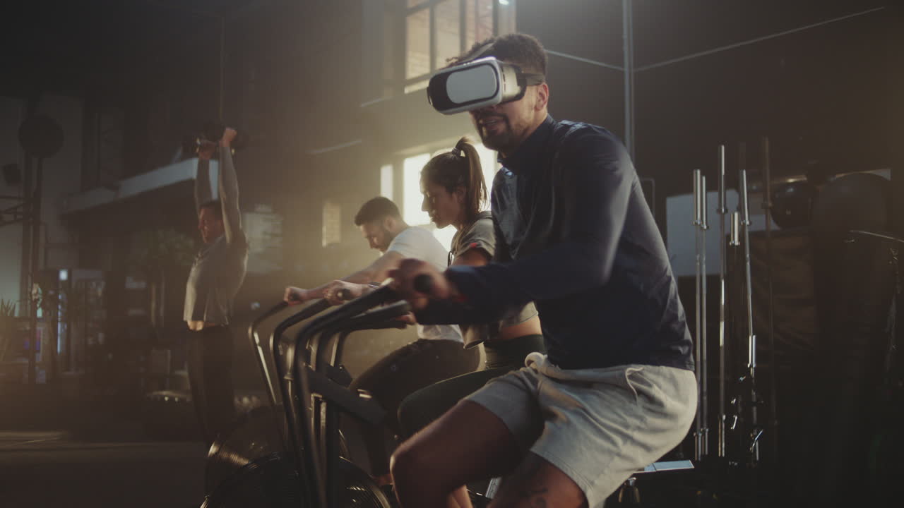 Group VR Fitness Class in a Gym