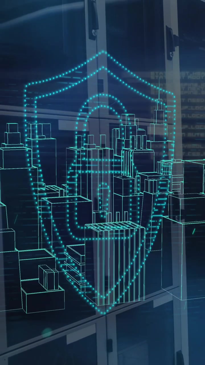 Video animato mostra un uomo con laptop su un circuito stampato, che simboleggia l'elaborazione globale dei dati.