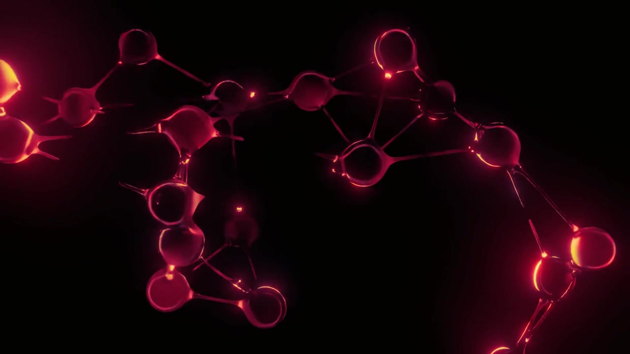 Animazione dinamica astratta di rete molecolare rossa