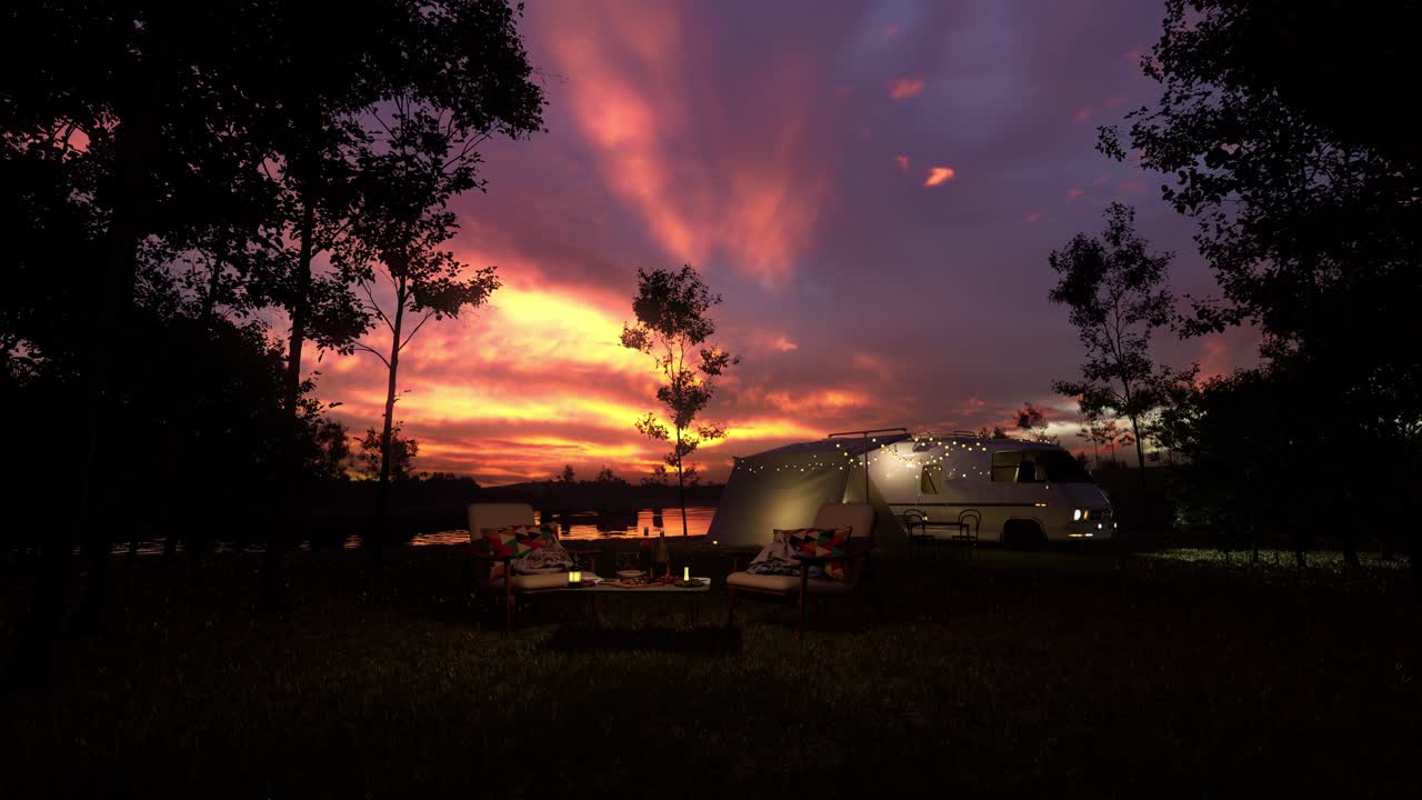 Cozy Camping Dinner At Sunset