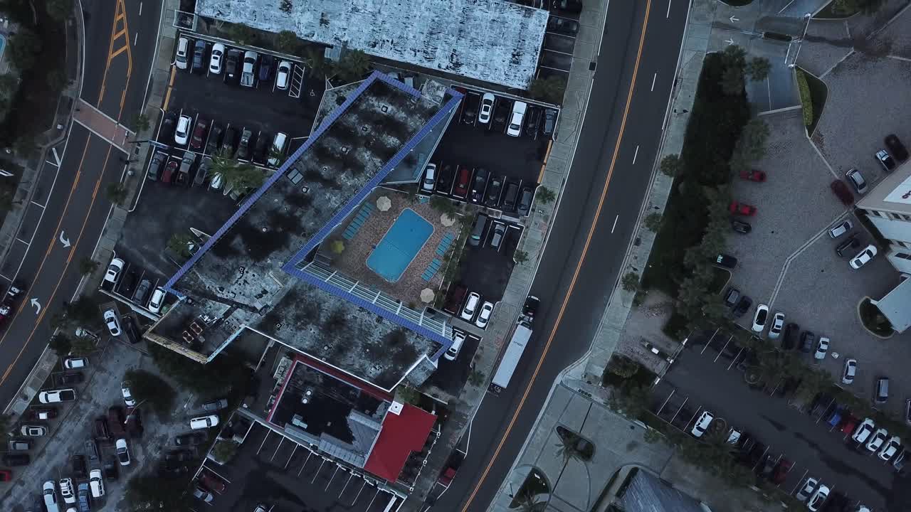 Aerial View of Parking Lots, Swimming Pool, in Clearwater, Florida