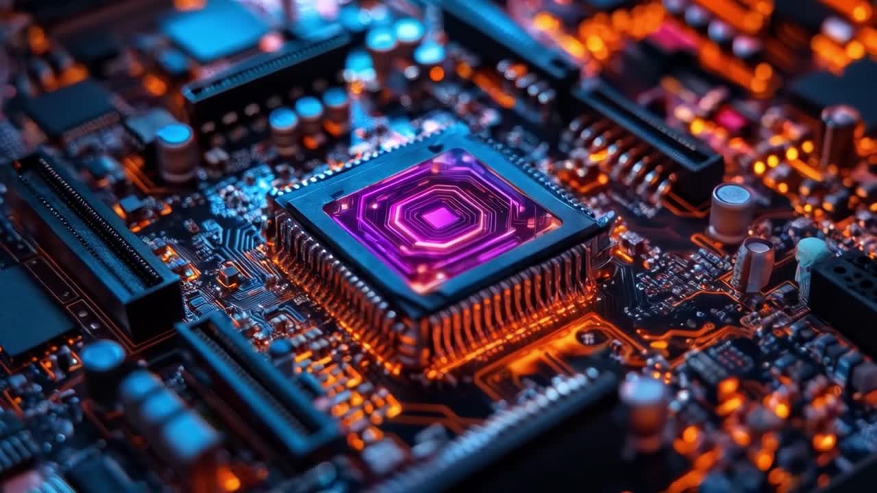 Close-up of a modern motherboard