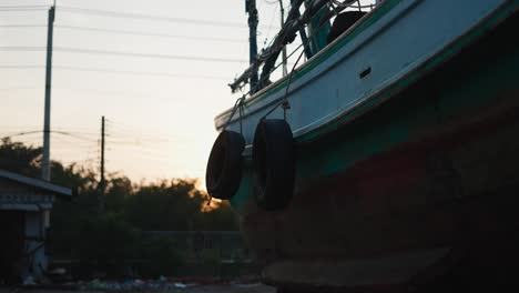fishing boat at sunset