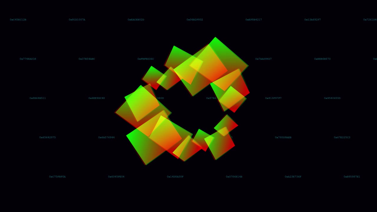 Abstract Motion Graphics with Rotating Red and Green Rectangles