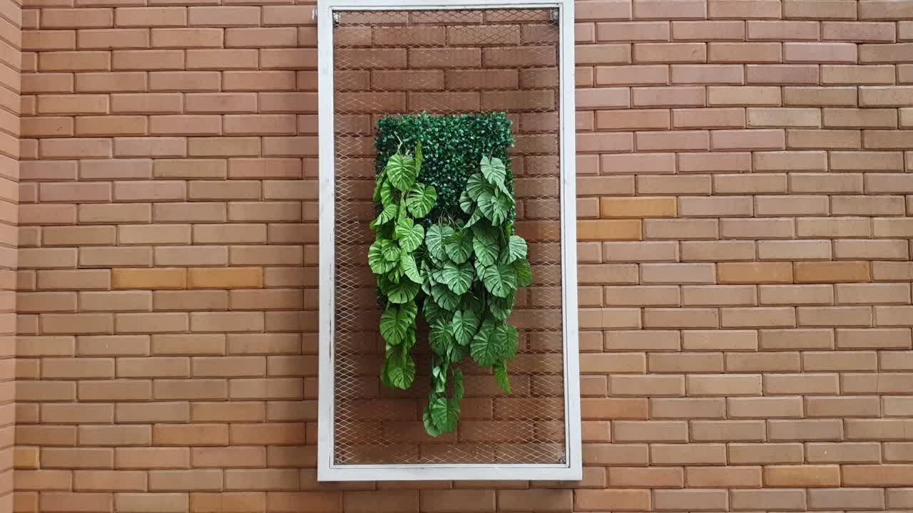 Brick and flower wall background video with copy space area. file 1