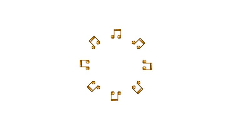 Pixel Art Mini Eighth notes Spinning Circle Animated Overlay Transparent 30fps (8)
