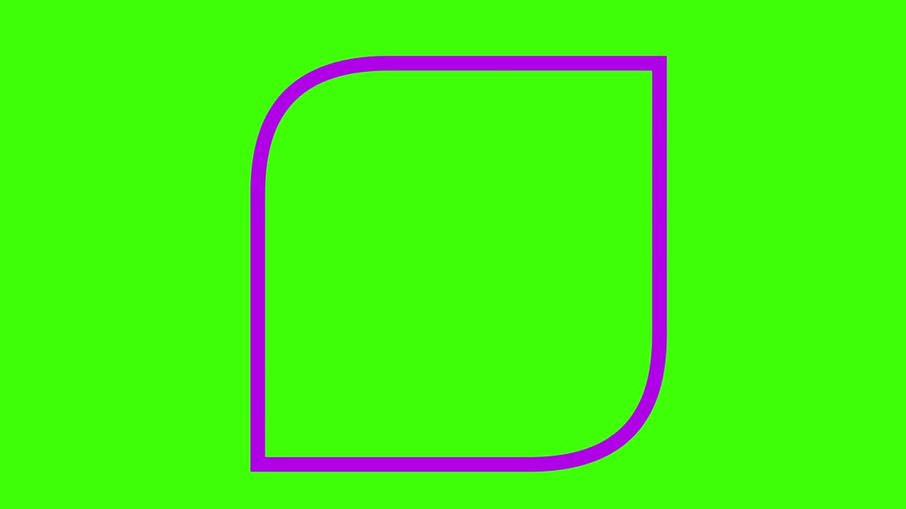 녹색 화면에 모양과 요소 아이콘의 애니메이션