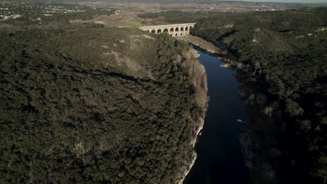 roman bridge on the back, pont du gard, near nimes, south of france