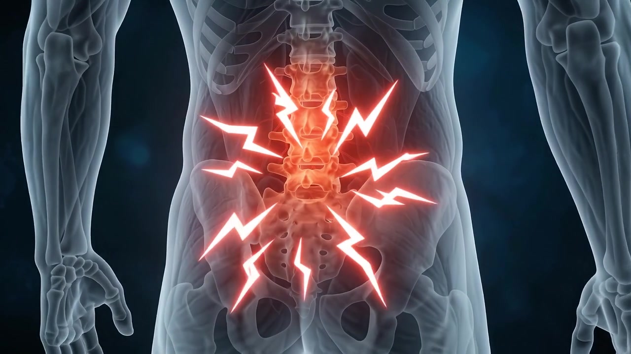 Animazione medica della lombalgia e dell'infiammazione spinale