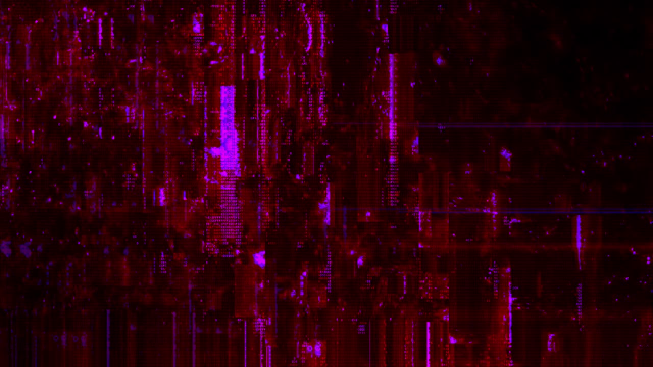 Abstract Dark Purple Futuristic Digital Code Glitch Background Loop Template