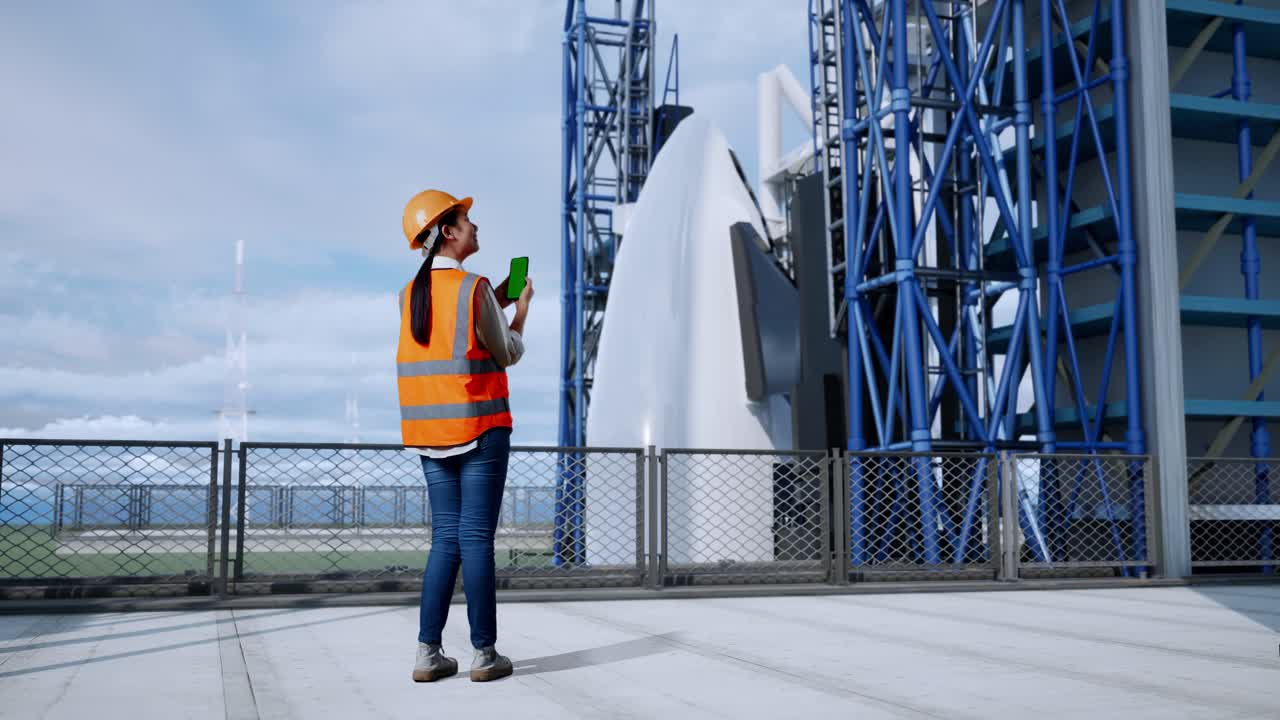 ingeniera observando el lanzamiento de un cohete.