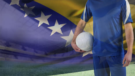 soccer play against bosnia flag background