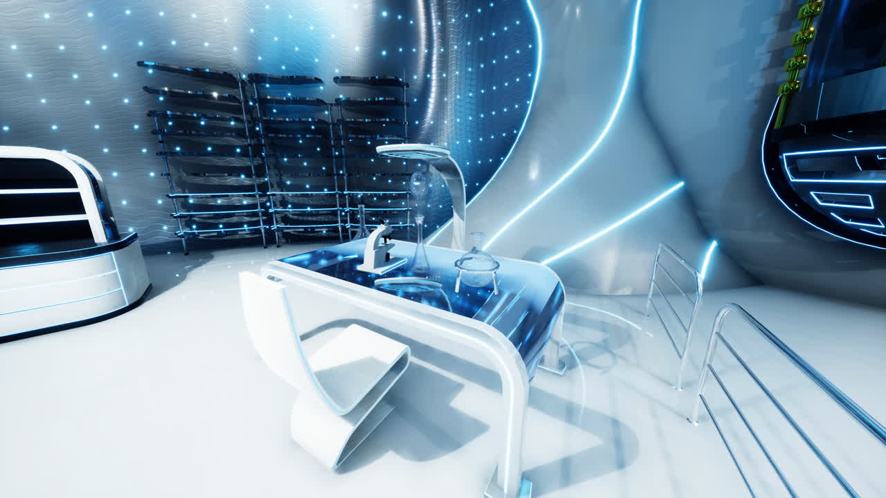 Futuristic workspace featuring advanced technology in a modern environment