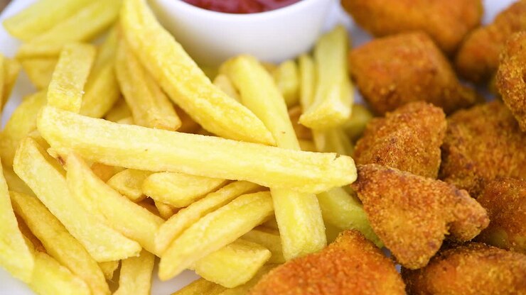 Portion of homemade Chicken Nuggets (seamless loopable)