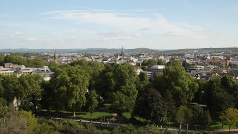 amazing view on the city of bad kreuznach from the popular landmark teetempel on a mountain