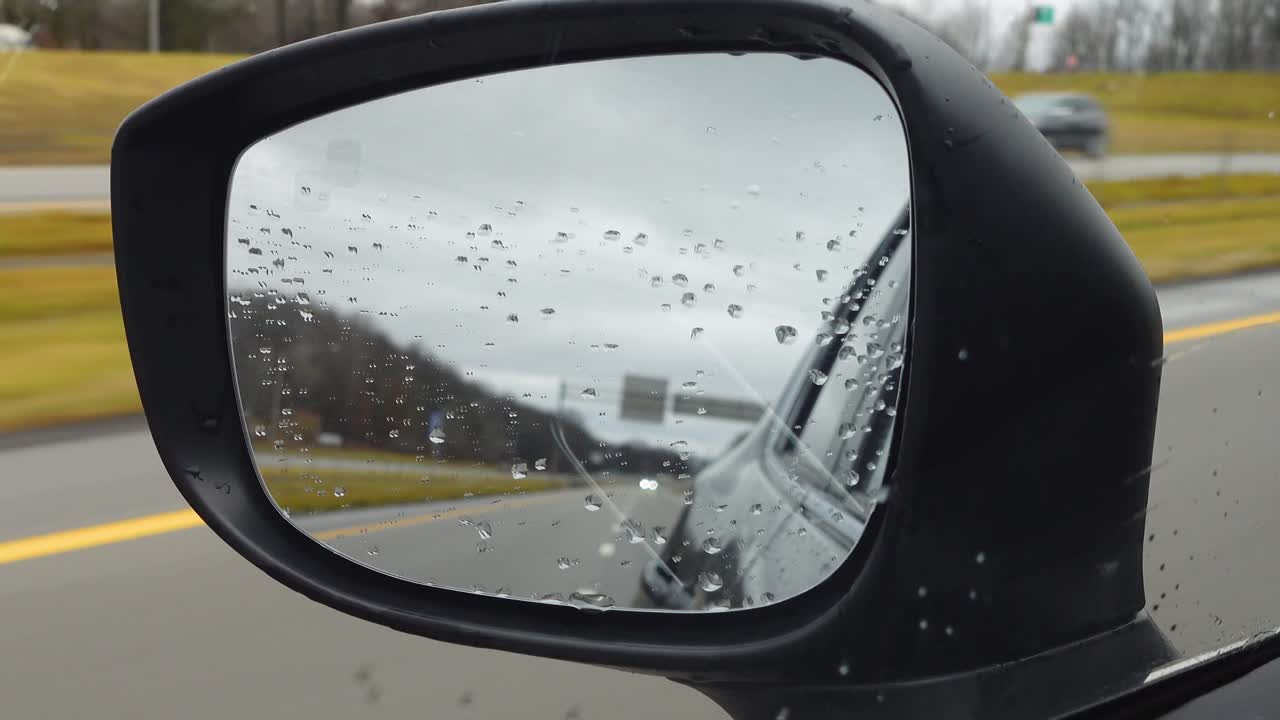 Rainy Day Drive: View from the Side Mirror