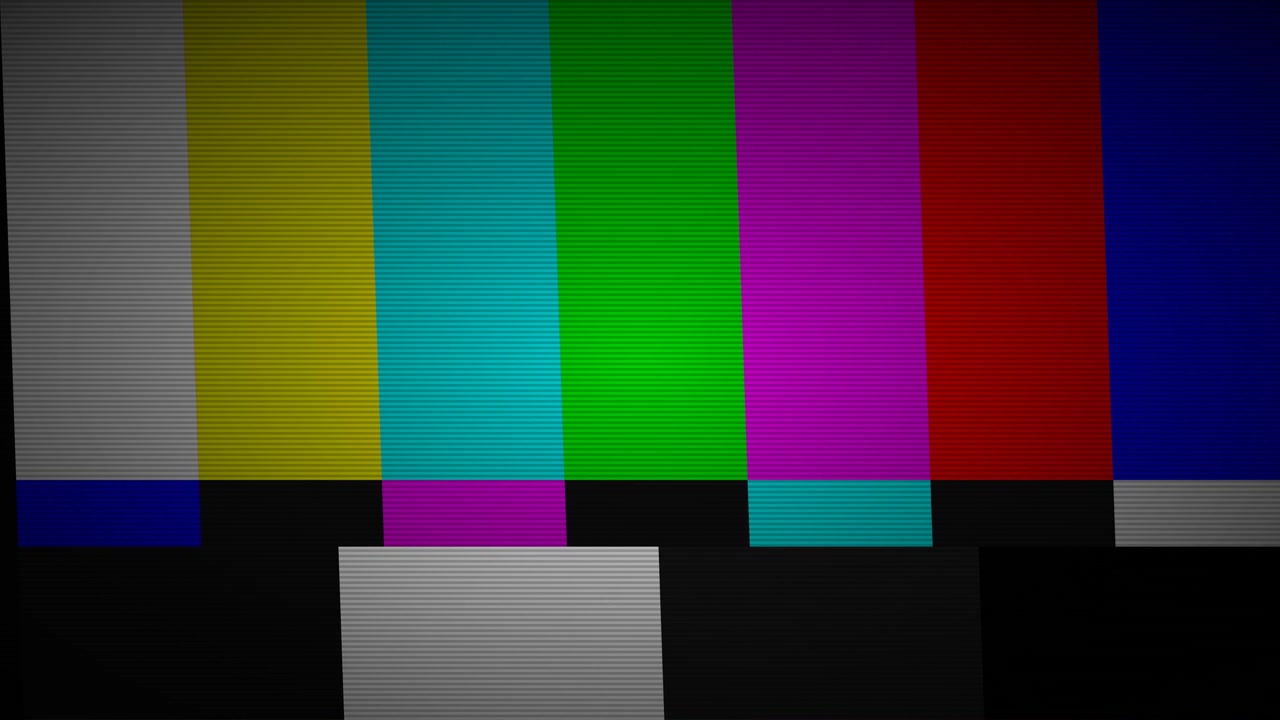 Television SMPTE Color Bars Test Pattern with Glitch Effects