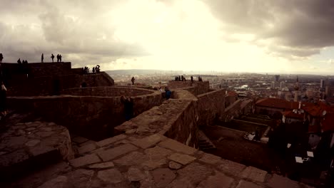 citadel hisar tourists walk and do photoes cloudy day